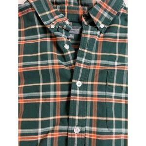 LL Bean flannel Plaid Button Down Shirt Men XL Green Slim Fit Long Sleeve